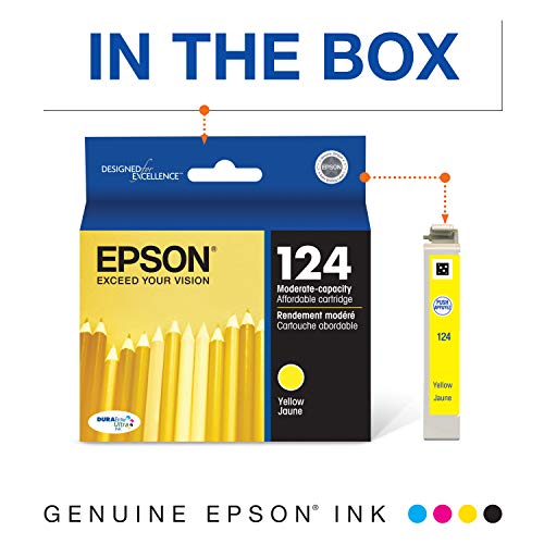 Epson T124 Durabrite Ultra Ink Standard Capacity Yellow Cartridge (T124420) For Select Epson Stylus And Workforce Printers #TOP1