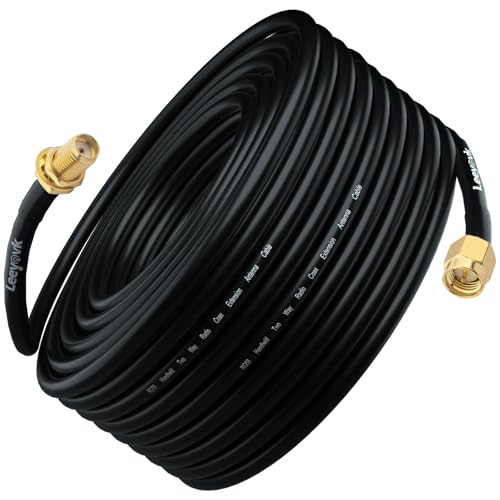 leeyovk RG58 SMA �����P�[�u�� 15M �M���k�`���[�u�t�� SMA�I�X-���X �ᑹ���A���e�i�����P�[�u�� 3G 4G LTE WiFi ���[�^�[/����LAN�p 1�{(�e���r�p�ł͂���܂���)