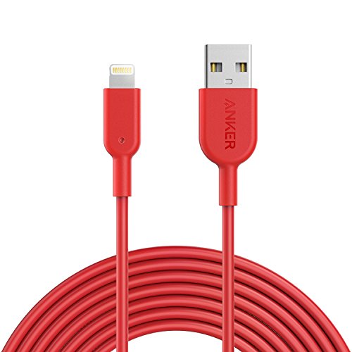 Anker Powerline II Lightning Cable (10ft), Durable Cable, MFi Certified for iPhone Xs/XS Max/XR/X / 8/8 Plus / 7/7 Plus (Red)