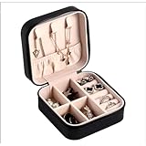 Porta Joias Bijuteria Anéis Estojo Portátil Viagem C/Zíper Couro Aveludado Internamente