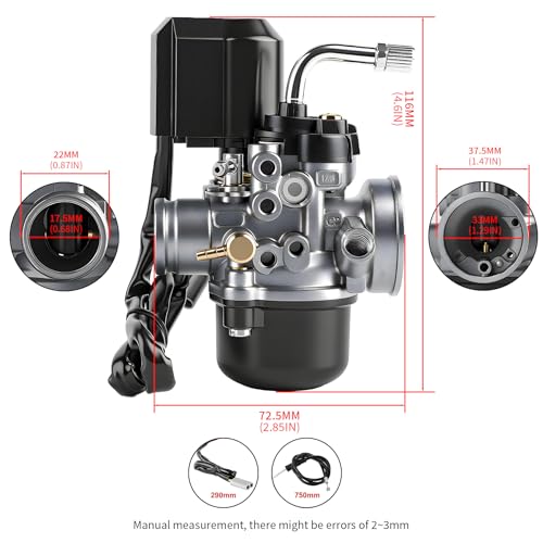 Wilktop 17.5mm Vergaser, Ersatzvergaser mit 17.5mm Durchlass für die Meisten 50ccm Roller