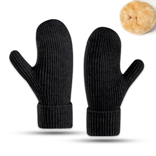 Winter Mittens for Women Men Warm Fleece Lining Stretchy Knit Thermal Snow Gloves for Cold Weather Gifts