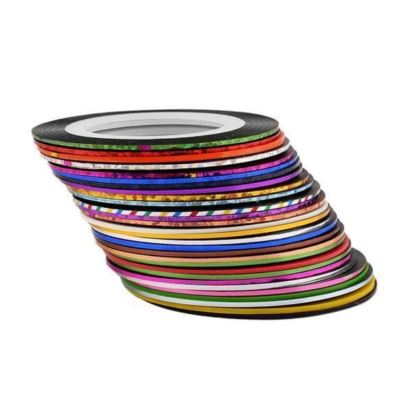 5x1.0mm 30 Colors Striping Tape Line DIY Nail Art Tips Sticker Decoration|Manicure Kit for Women|Nail Clippers|Travel Case|Nail Scissors Grooming Kits|Quick Fix for Special Occasions|