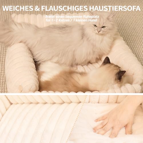CheerPals Extended Katze Sofa – 63 L × 55–66 B cm Weiches, Flauschiges Großes Katzenbett, Hundesofa für Katzen und Kleine Hunde mit Waschbarem, Abnehmbarem Bezug und Rutschfester Unterseite