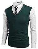 COOFANDY Men's Casual Slim Fit V-Neck Sweater Vest Pullover Sleeveless Sweaters Green