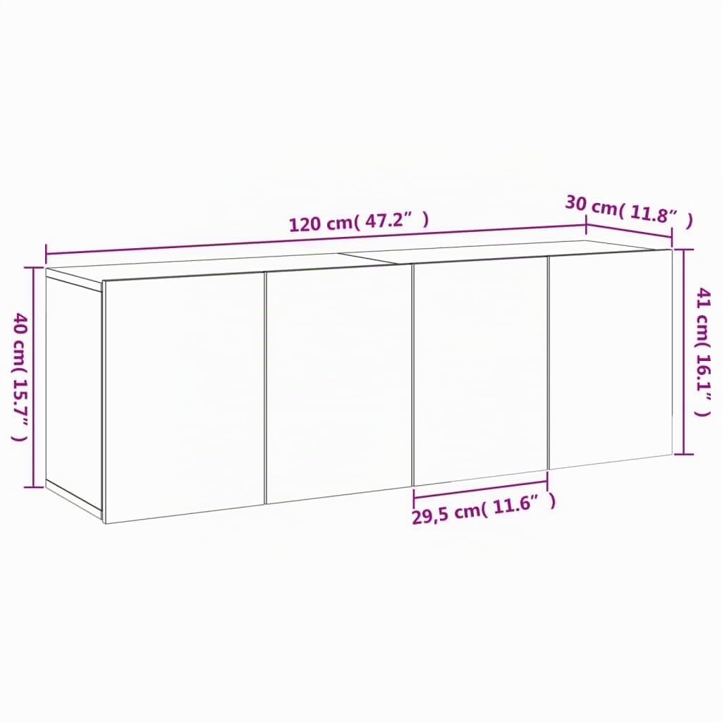 vidaXL TV-Wandschränke 2 STK. Sonoma-Eiche 60x30x41 cm