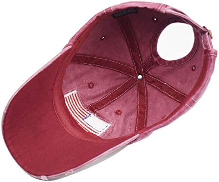 Distressed Ponytail Hat for Women American-Flag Pony Tail Caps High Bun - Image 7