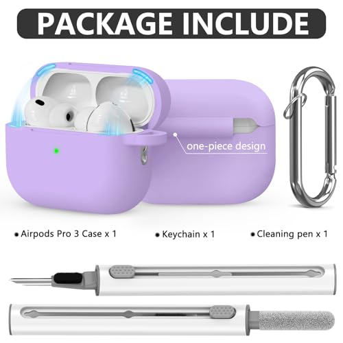 Image of Ljusmicker for AirPods Pro 3 Case 2025 with Cleaner Kit,Soft Silicone Protective Cover for Apple AirPods Pro 3rd Generation Cases for Women Men,for AirPod Pro 3 Cover with Keychain-Magnetic Purple