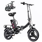 Windone S14 Electric Bike for Adults, Max 19MPH Speed & 28 Miles Range (PAS), 500W Peak Motor and Lightweight & Portable, Dual Shock Absorbers Electric Bicycle, 14' Foldable ebike for Adults