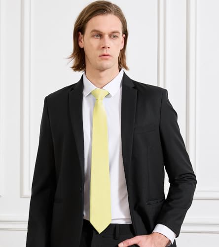 Image of KOOELLE Men's Ties Solid Pure Color Plain Neckties Formal Black Ties For Men