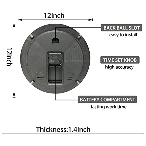 Blue Grey Wall Clock Modern Silent Non-Ticking Decorative Clocks Abstract Art Round Clocks For Kitchen Living Room Bedroom Office Wall Decor (12 Inch) #TOP5