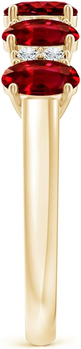 Angara Five Stone Ruby and Diamond Ring in 14K Solid Gold/Platinum | Natural Ruby Wedding Ring for Women | July Birthday, Anniversary, Red Gemstone Jewelry Gift