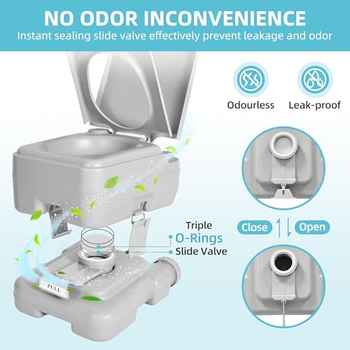 Image of YITAMOTOR 3.17 Gallon Portable Toilet for Camping, RV Travel Potty with Press Flush Pump, Leak-proof Seal Ring for Travel, Boating, Hiking, Trips