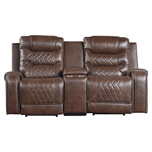Lexicon Noura Power Double Reclining Loveseat, Brown #TOP3
