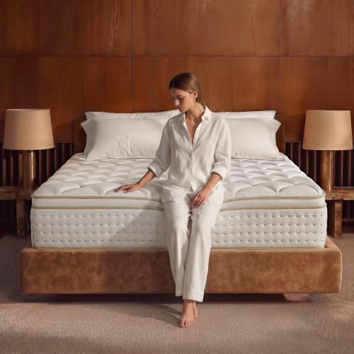 Image of 14 Inch King Size Mattresses,King Mattress Hybrid with Memory Foam and Individual Pocket Spring for Motion Isolation, Pressure Relief, Medium Firm Mattress in a Box, 76 * 80 * 14