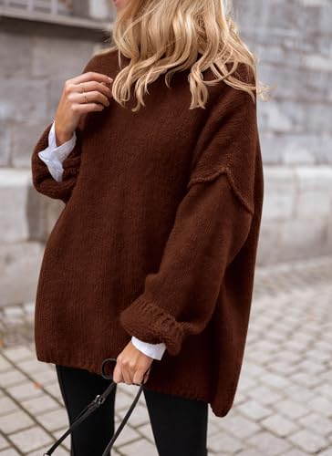 PRETTYGARDEN Women's Knit Oversized Sweater Fall Fashion Casual Long Sleeve Turtleneck Chunky Pullover Tops Winter Clothing