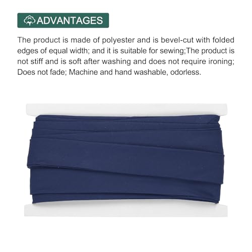 MECCANIXITY 1 Inch Double Fold Bias Tape Continuous Bulk Cotton Bias Tape for Sewing Seaming Quilting Hemming Binding Crafts (Navy Blue 12 Yards) by MECCANIXITY - Image 3
