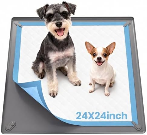 Kittyspout Hundetoilette Silikon Matte, 4 Magnet-Clips, 60x60cm | PIPI Matten für Hunde, Auslaufschutz, Hundetoiletten-Tray für Stubenreinheit und Bodenschutz