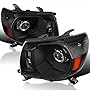 SPEC-D TUNING Black Clear Projector Headlights Compatible with 2005-2011 Toyota Tacoma Left + Right Pair Headlamps Assembly