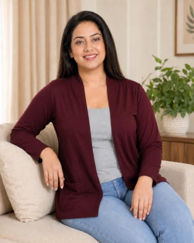 Image of In Love Women's Solid Open Front Shrug with Pockets