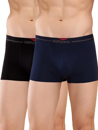 Image of HiFlyers Men's Cotton Spandex Odour-Free, Long Lasting Comfort, All Day Fresh and Confidence Dark Knight Collection Solid Trunks