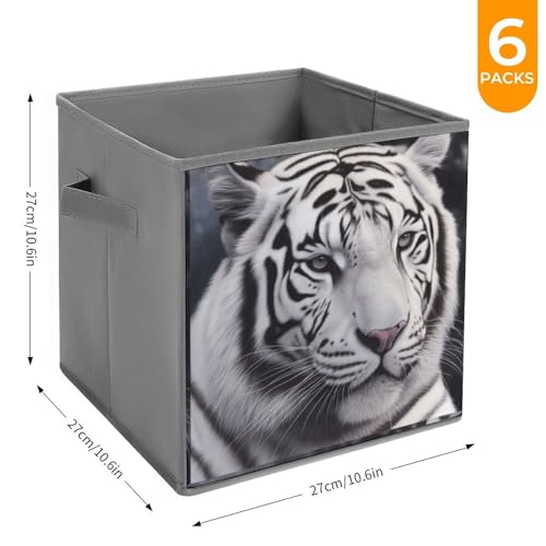 Boîtes de rangement haut de gamme tigre blanc | Set de 6 cubes