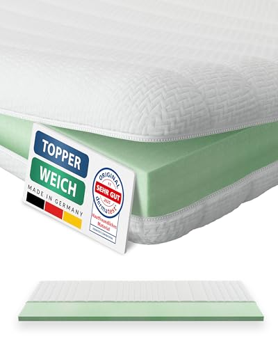 AM Qualitätsmatratzen Topper 200x220cm weich - Made in Germany - Oeko TEX zertifizierter Matratzen Topper 200x220 H2 - Anpassungsfähige & Weiche Matratzenauflage 200x220 mit waschbarem Bezug