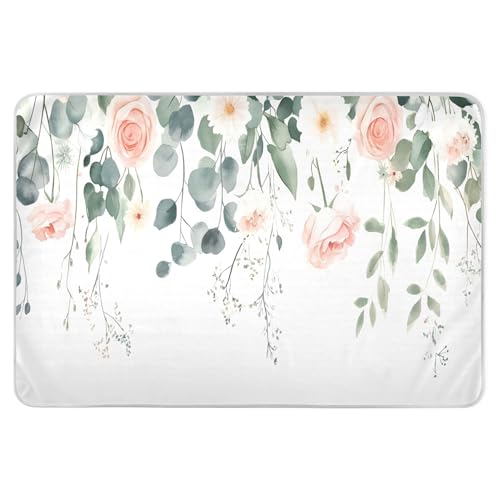 Takiito Watercolor Floral Bed Pad Reusable Bed Underpad Washable Waterproof Leak-Proof Quick Dry Incontinence Pee Pad for Toddlers Kids Adults Pets 34x52 in