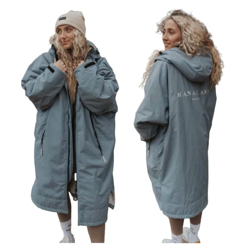 Manao Anu Adult Waterproof Changing Robe with Soft Fleece Lining - Waterproof Windproof Oversized Swim Coat - Swimming - Water-sports - Wild Swimming