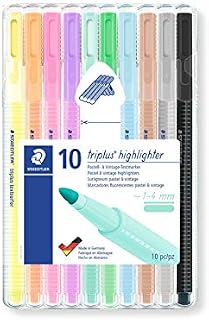 STAEDTLER 362 CSB10 Triplus Textsurfer Highlighter, 1-4mm Line Width - Assorted Pastel Colours (Pack of 10)