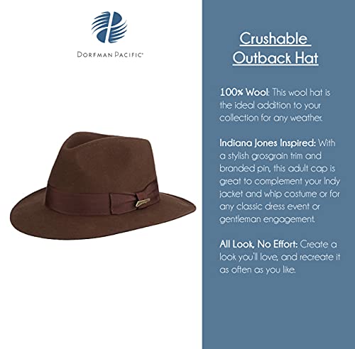 Indiana Jones Men's Wool Felt Fedora, Brown, X-Large #TOP3