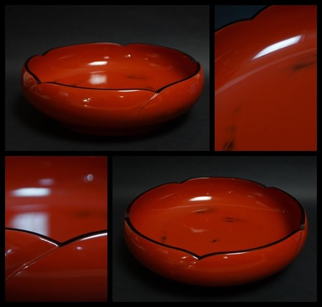 Amazon.co.jp: 閑茶道具 根来塗 捻梅型大型木製鉢 径30.5㎝ 茶事