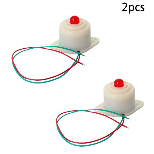 Image of Fielect 2Pcs 100dB Buzzer Alarm Electronic Beep Buzzer DC 24V 100mA Electronic Buzzer Alarm 2 Wire Industrial Red LED Flashing Alarm Buzzer White BJ-3