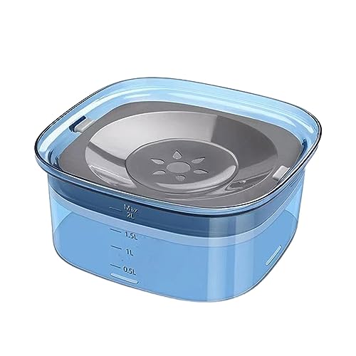 Sdlnklm ペットボウル スローフィーダー 給水器 早食い防止 水飲み皿 透明 ウォーターボウル 洗いやすい ドリンクボウル 飛び散り防止 大容量 室内用 犬猫用に適用, 青い