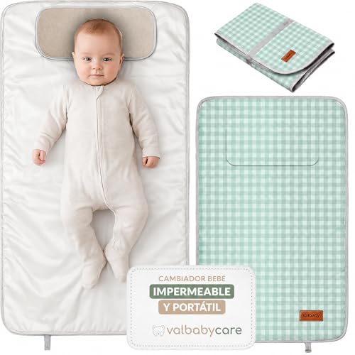 Imagen de Cambiador Bebe Portatil Impermeable Plegable Acolchado Lavable Cuadros Vichy para Casa Fuera o Viaje Regalo Recien Nacido Cosas Accesorios Niño Niña Muda Fraldas para Pañales Changing Mat Baby Valbaby
