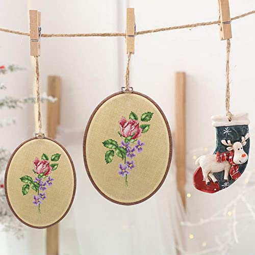 Image of 5PCS Oval Embroidery Hoops 5 x 4 Inch Imitation Wood Hoops for Cross Stitch | Resin Plastic Rings for Sewing Needlework - Vintage Decorative Frames for Crafts & Display
