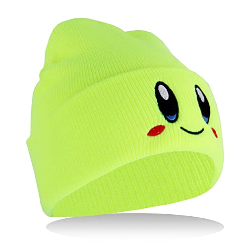 Roffatide Anime Kirby Cappellini con Teschio per Donna Uomo Cappello con Teschio Ricamato Berretto Invernale in Maglia verde
