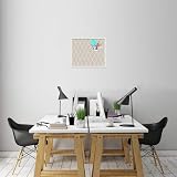 PinPix Tablica ogłoszeń z korka wykonana z płótna, beżowy Ikat 61 x 50 cm (rozmiar kompletny) i oprawiona w satynową białą ramkę (PinPix-1631-24x20_FRBW26074)