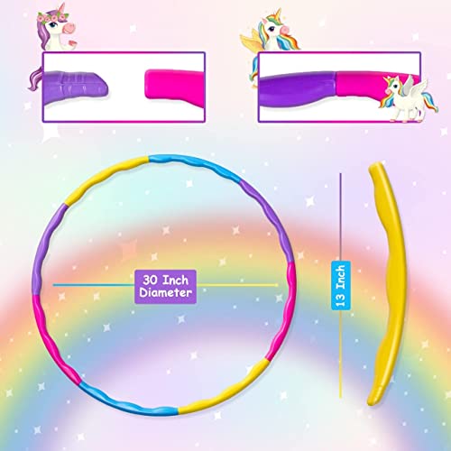 Image of RATNA'S Hula Hoop Unicorn Colours Ring - 30 inch Diameter - 8 Inter-Lockable Pieces - Exercise Ring for Fitness - Kids and Adults - Multicolor