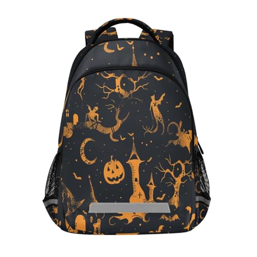 Sac à dos lycée Weird Witchy Elm avec sangle de poitrine pour enfant