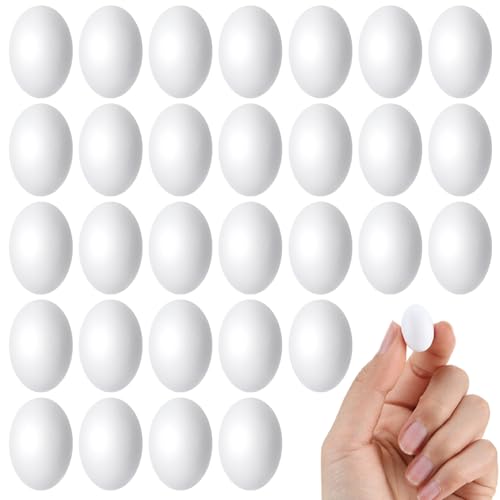Bucherry 30 Pcs Wooden Fake Eggs 7/8 Inch Mini White