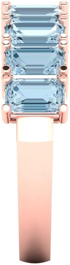 Clara Pucci 14K Rose Gold Wedding Band for Women | Stacking Classic Comfort Fit | Engagement Bridal Jewelry | 2.61 TCW Emerald Cut Natural Sky Blue Topaz (5X3mm)