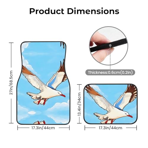 Tapis de voiture motif mouettes BROLEO : lot de 4 protections de sol universelles - 5