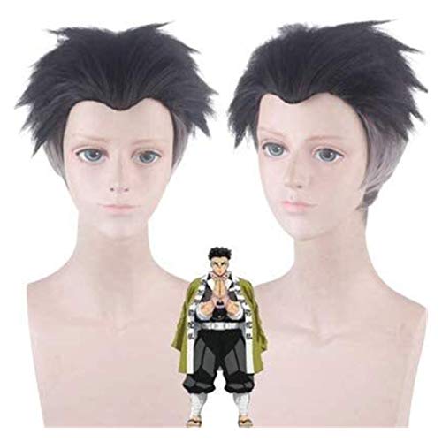 HUANGXING - Demon Slayer Himejima Kyoumei Anime Peruca Cosplay Cabelo Curto Comic-Con Halloween Part