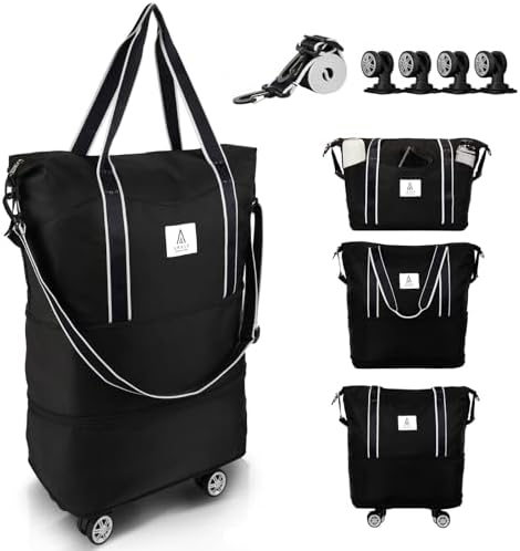 Arxus Reisetasche Erweiterbar mit Rollen 25L-55L Faltbare Handgepäck Tasche | Große Reisetaschen für Damen Herren zum Reisen Sport Camping Weekender Übernachtung