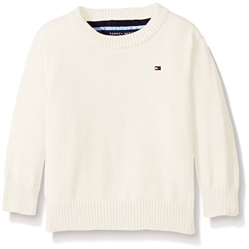 Tommy Hilfiger Baby Boys'' Long Sleeve Alan Crew Neck Sweater, Essex Ivory, 18 Months