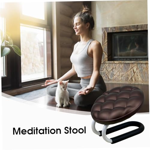 Banco de meditación de diseño robusto y ajustable con acabado marrón 4