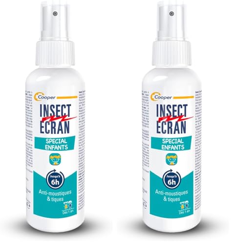 INSECT ECRAN - Spécial Enfants - Spray Anti-Moustiques – Efficacité 6h - Protection contre les piqûres de moustiques et de tiques – Répulsif peau – Dès 1 an - 100 ml (Lot de 2)