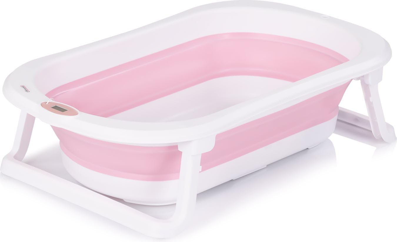 Chipolino Zestaw wanienki dziecięcej Malibu 78 cm, stojak, składany, termometr, odpływ różowy