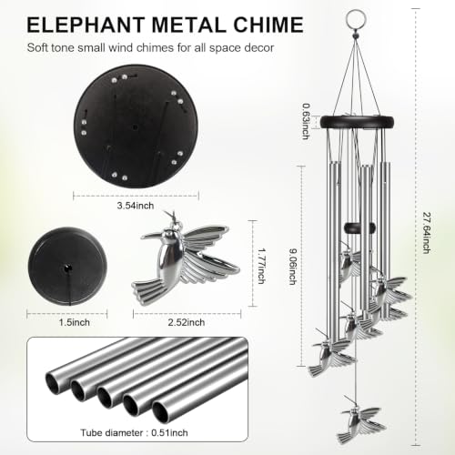 Image of Virekm Hummingbird Wind Chimes for Outside, Decorations for Patio Porch | Bird Wind Chime Outdoors, Clearance Sympathy Windchimes Deep tone, Memorial Gifts for Mom, Garden Decor for Home and Backyard